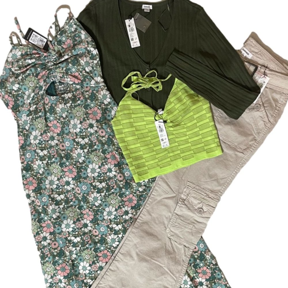 Size Small Green Bundle Cardigan Cargo Pants Midi Dress and Halter